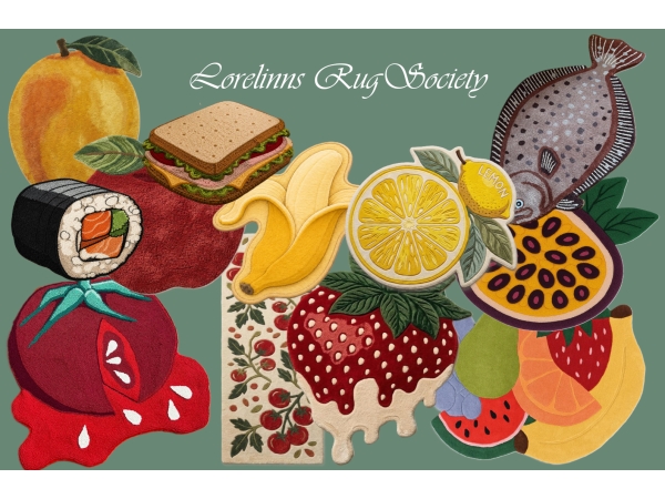 Alpha Fun Food Rugs by LorelinnRugs - The Sims 4 Custom Content
