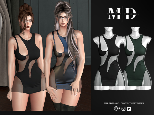 Alpha Sofia semi transparent fitted mini dress - The Sims 4 Custom Content
