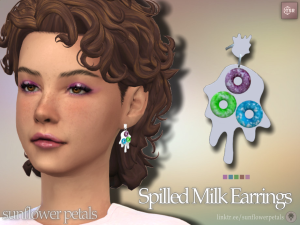 Mix Spilled Milk Earrings - The Sims 4 Custom Content