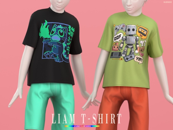 Mix LIAM KID T SHIRT BLUEROSE - The Sims 4 Custom Content