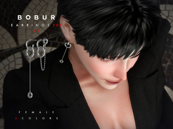 Alpha Orbit Link Drop Earrings Set by Bobur2 - The Sims 4 Custom Content