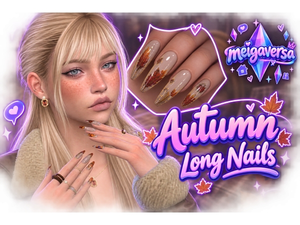Alpha Autumn Long Nails - The Sims 4 Custom Content