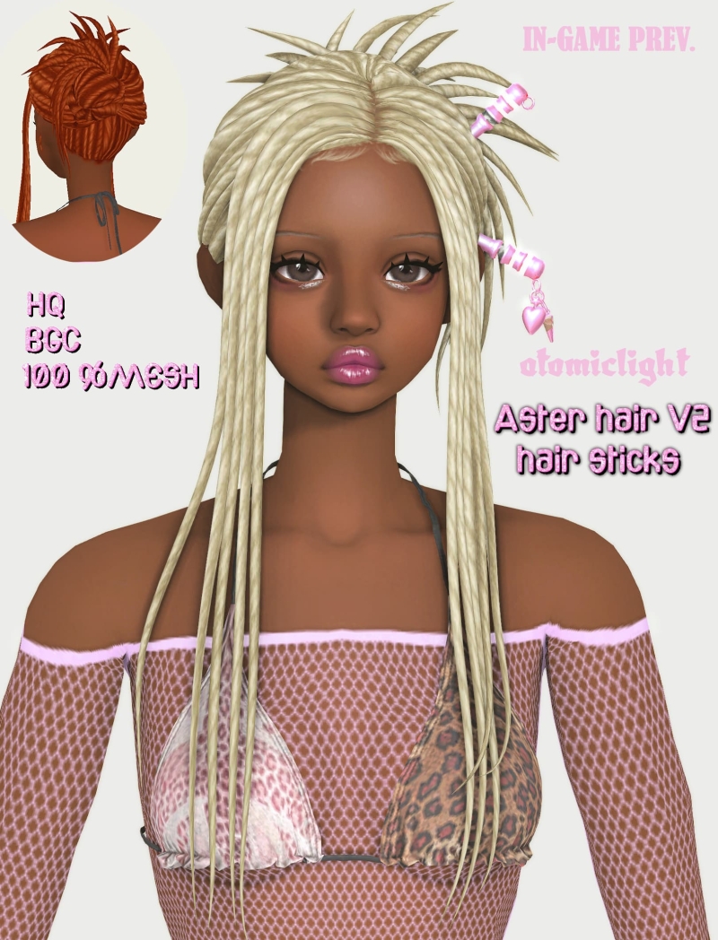 Maxis Match Aster hair v2 standalone remesh retexture - The Sims 4 Custom Content