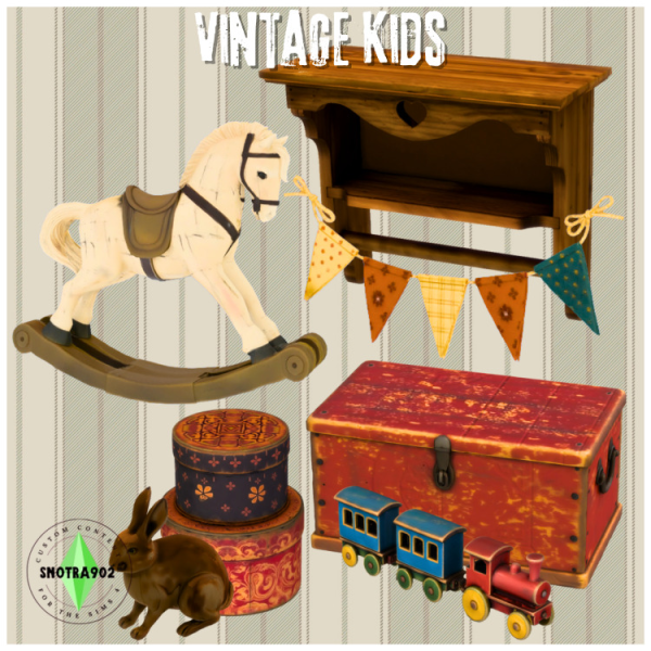 Maxis Match Vintage Kids Decors by simsfinds - The Sims 4 Custom Content