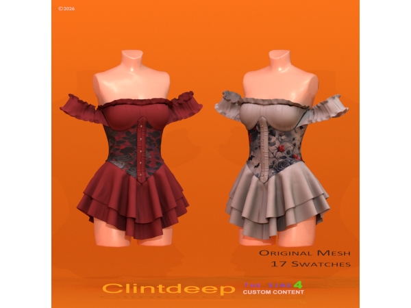 Alpha Clintdeep Wenny Off Shoulder Corset Mini Dress - The Sims 4 Custom Content
