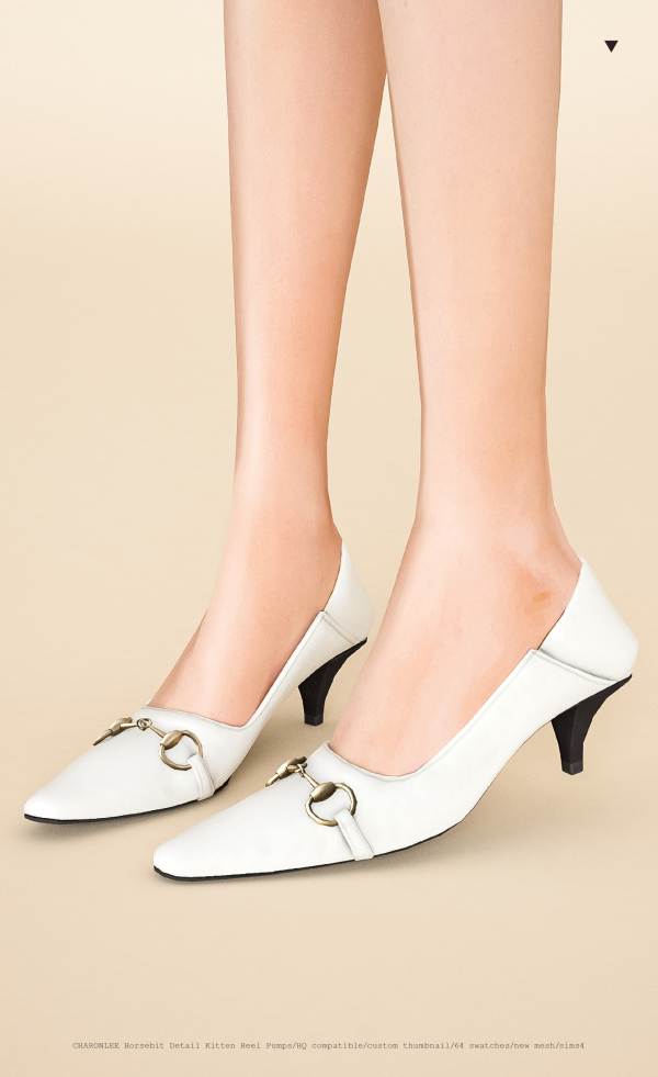 Alpha Horsebit Detail Kitten Heel Pumps by simsfinds - The Sims 4 Custom Content