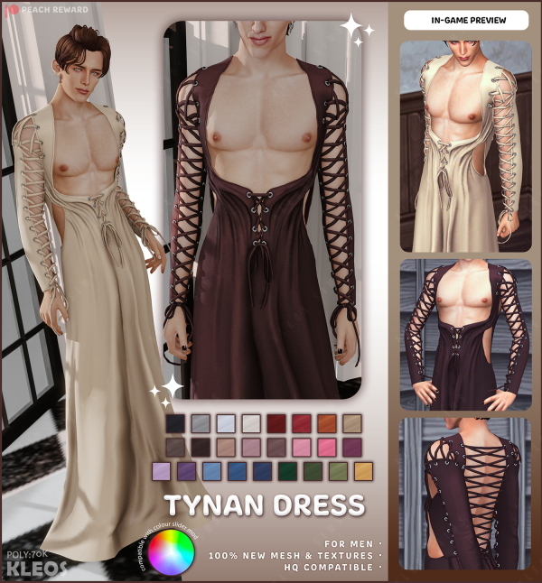 Alpha PEACH Tynan Men's Dress by simsfinds - The Sims 4 Custom Content