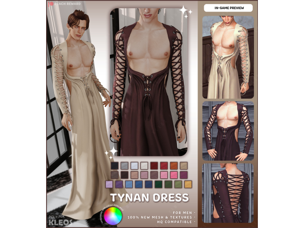 Alpha PEACH Tynan Men's Dress by kleossims - The Sims 4 Custom Content