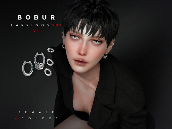 Alpha Aura hoop earrings set by Bobur2 - The Sims 4 Custom Content