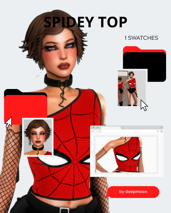 Alpha spidey top by simsfinds - The Sims 4 Custom Content