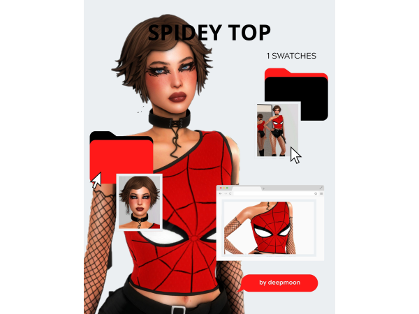 Alpha spidey top by deepmoon - The Sims 4 Custom Content