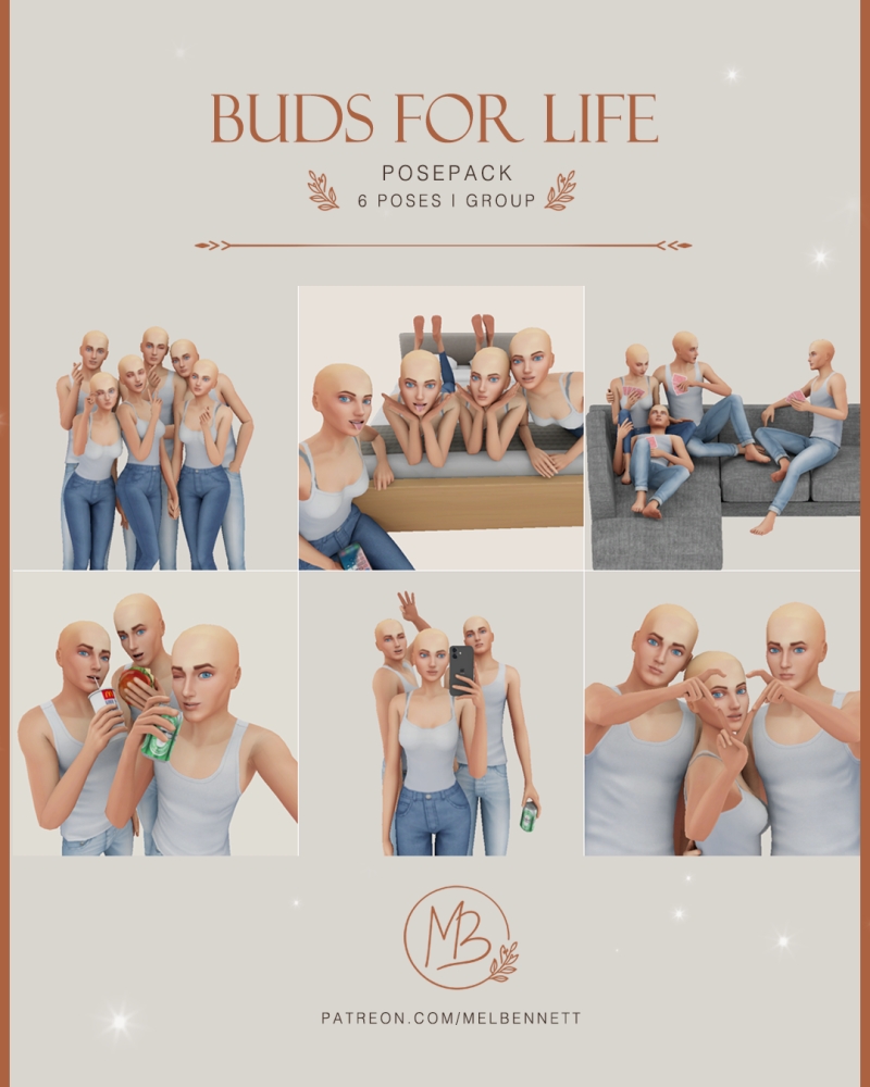 Mix Buds for Life Posepack by melbennett - The Sims 4 Custom Content