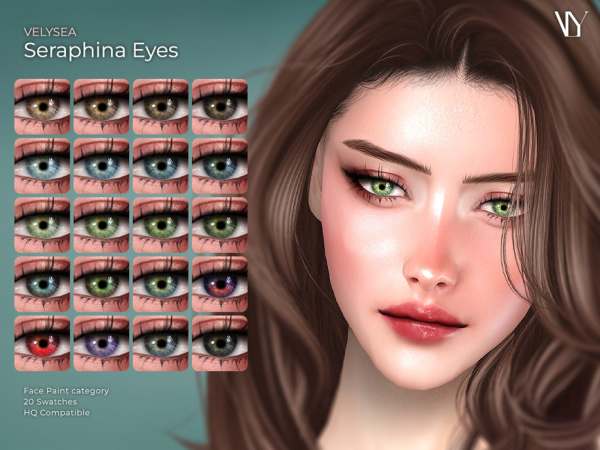 Alpha Seraphina Eyes and Lipstick by VELYSEA - The Sims 4 Custom Content
