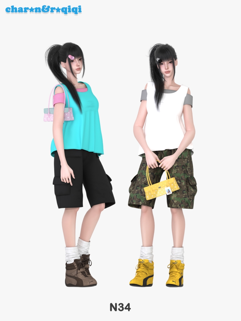Mix [charonroqiqi]N34_top by roqiqi - The Sims 4 Custom Content