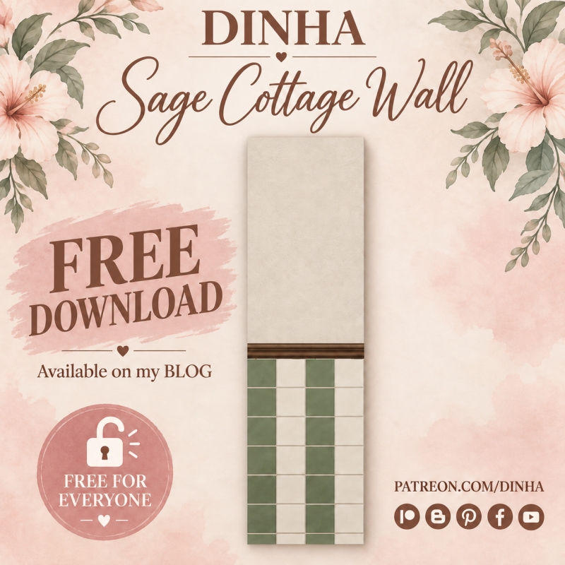 Alpha Sage Cottage Wall by dinhagamer - The Sims 4 Custom Content