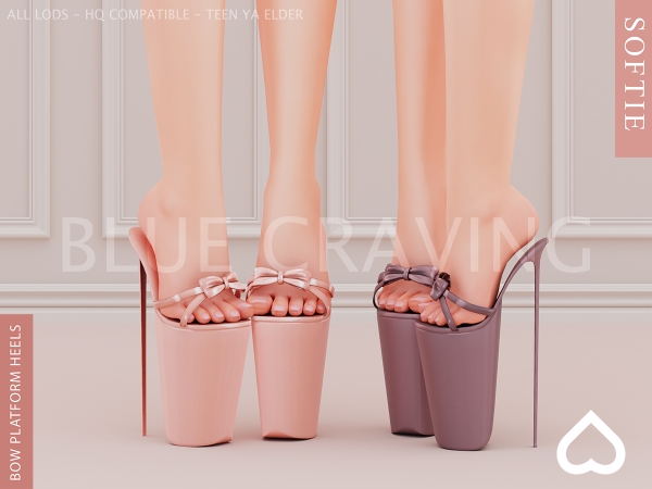 Alpha Blue Craving Bow Platform Heels - The Sims 4 Custom Content