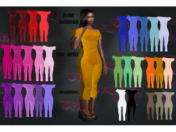 Alpha Solid Jumpsuit - The Sims 4 Custom Content