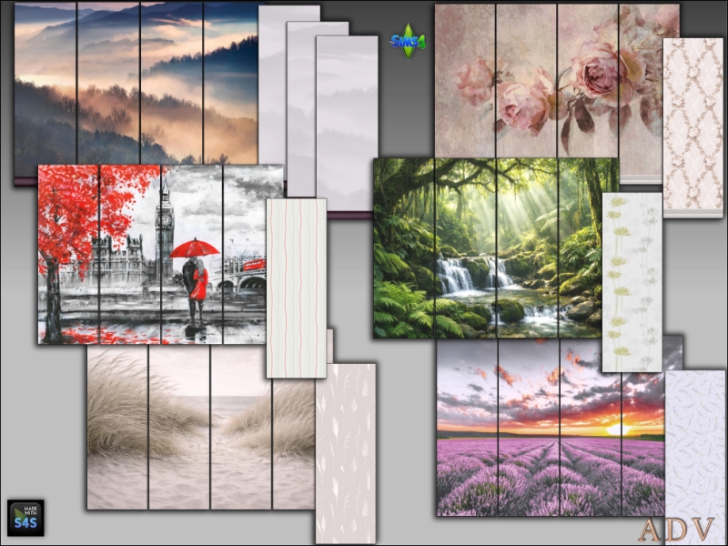 Alpha Wallpapers with mural by artedellavita_mabra - The Sims 4 Custom Content
