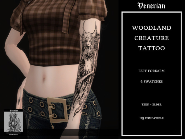 Mix Woodland Creature Tattoo Left Forearm by Venerian - The Sims 4 Custom Content