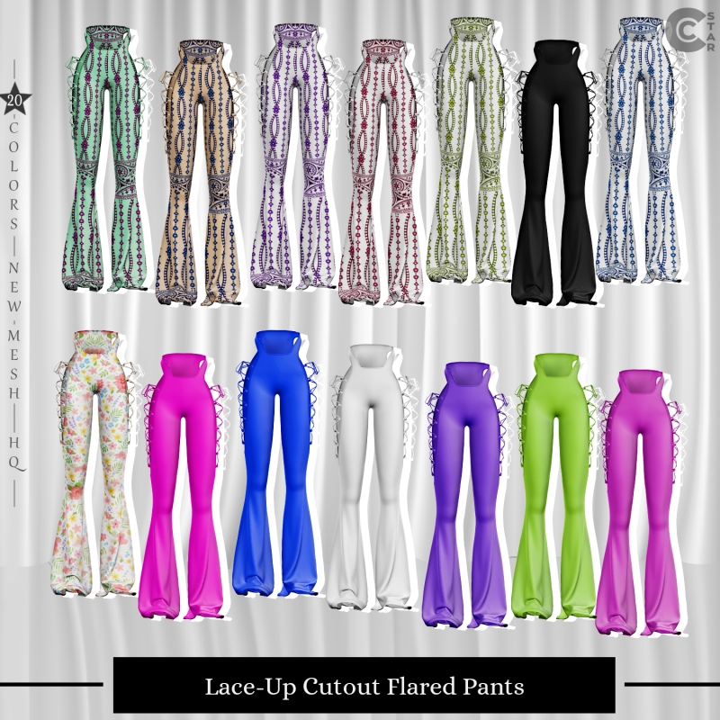 Mix Lace Up Cutout Flared Pants by cool_content_star - The Sims 4 Custom Content
