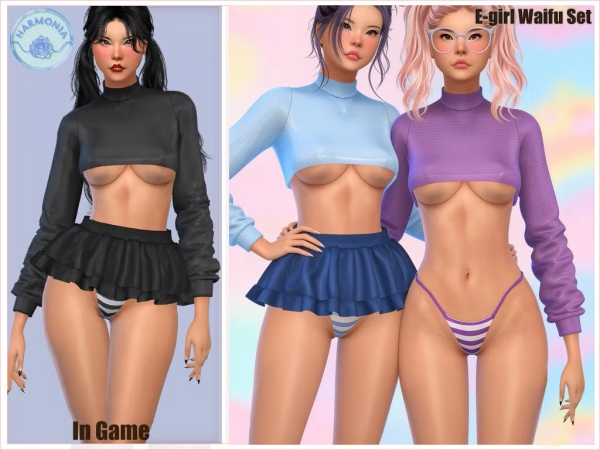 Alpha E girl Waifu Set - The Sims 4 Custom Content