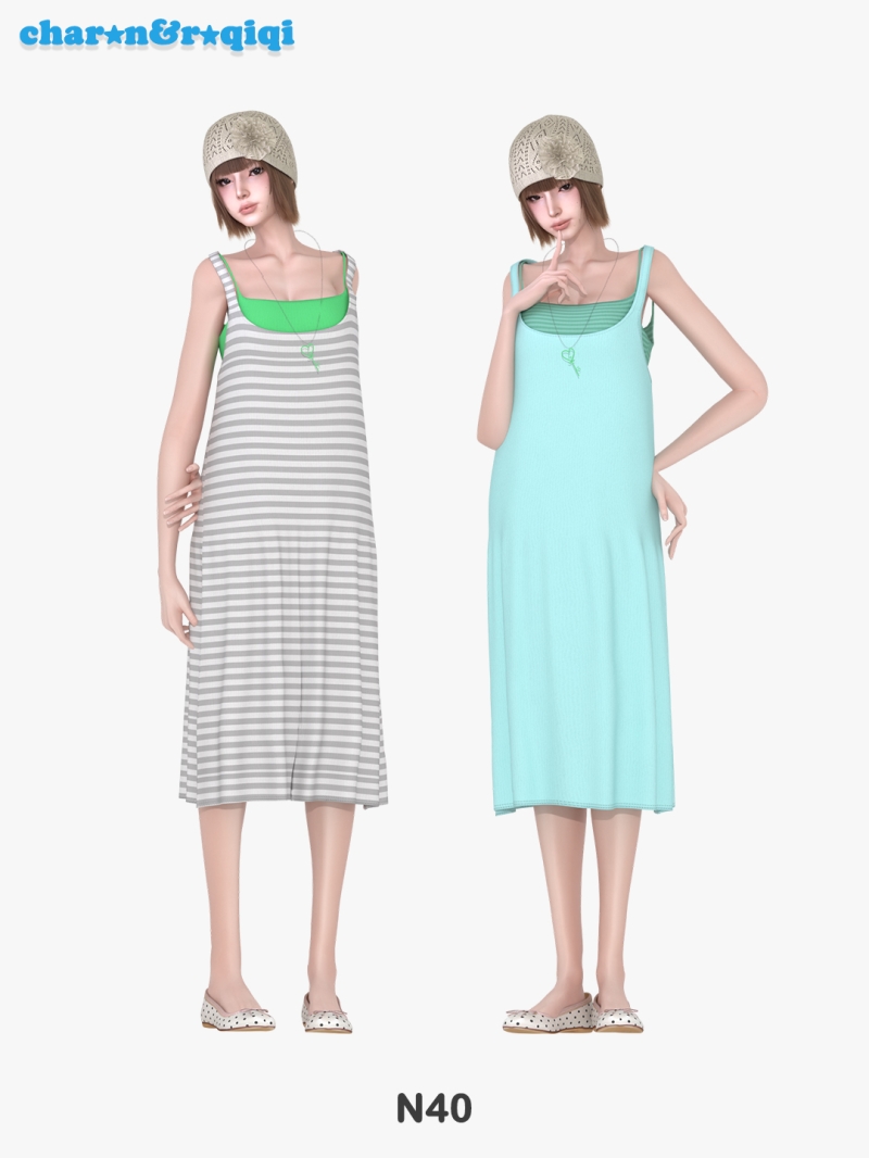 Mix [charonroqiqi]N40_dress by roqiqi - The Sims 4 Custom Content