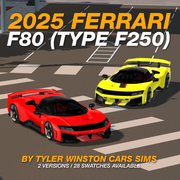 Alpha Tyler Winston Cars 2025 Ferrari F80 by tylerwcars - The Sims 4 Custom Content