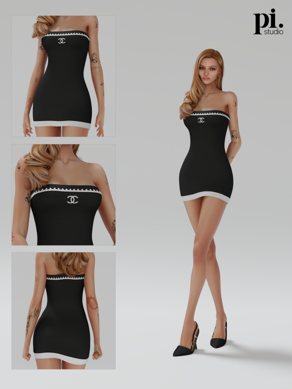 Alpha Lily Rose Depps Chanel Tube Dress (Patreon) by admpietros - The Sims 4 Custom Content