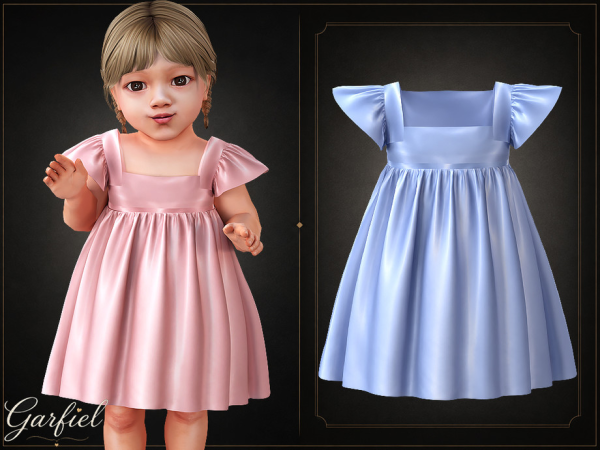 Alpha Infant Delicate party dress with flutter sleeves and silky shine by Garfiel - The Sims 4 Custom Content