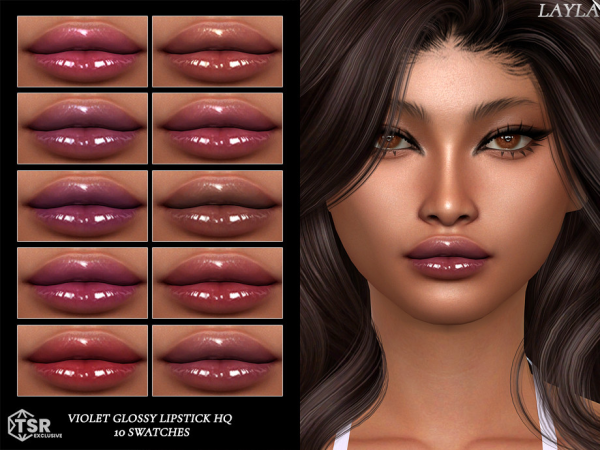 Alpha tsr Layla Violet Glossy Lipstick HQ - The Sims 4 Custom Content