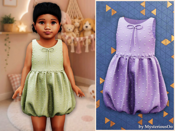 Alpha Toddler Polka dot bow dress by MysteriousOo - The Sims 4 Custom Content