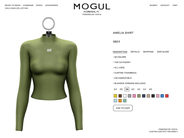 Sims 4 MOGUL - Amelia Shirt - Patreon Exclusive by VentaStudio
