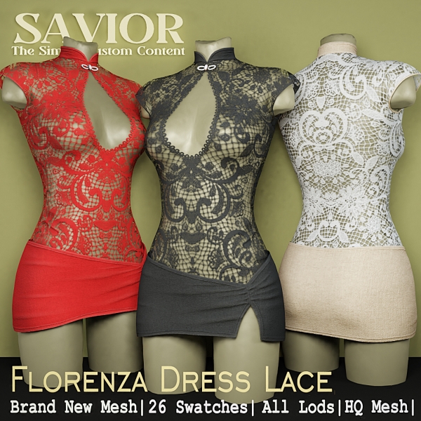 Alpha Svr_Florenza Dress Lace by saviorts4 - The Sims 4 Custom Content