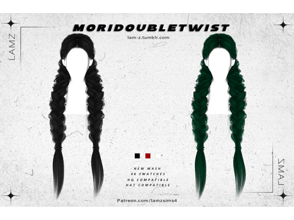Alpha LAMZ_MoriDoubleTwistHairstyles_001F - The Sims 4 Custom Content