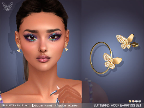 Alpha Butterfly Hoop Earrings For Adults and Kids by feyona - The Sims 4 Custom Content