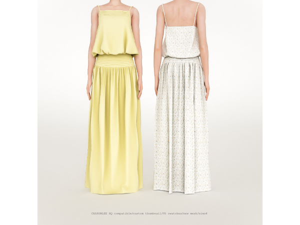 Alpha Ruched Satin Maxi Dress by charonlee - The Sims 4 Custom Content