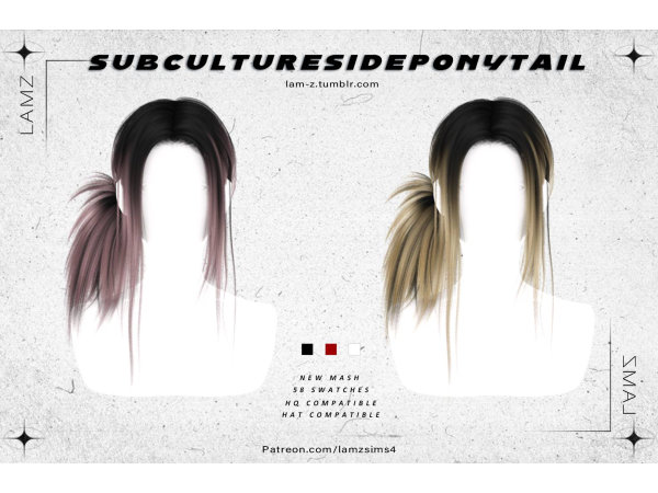 Alpha LAMZ_SubcultureSidePonytailHairstyles_001F - The Sims 4 Custom Content