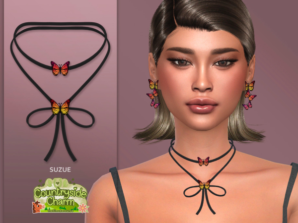 Alpha Countryside Butterfly Necklace by Suzue - The Sims 4 Custom Content