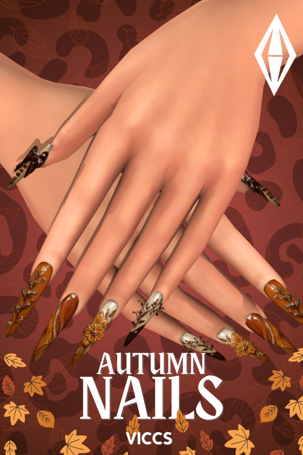Alpha VICCS_ AUTUMN NAILS (TEEN ELDER) by viccs - The Sims 4 Custom Content