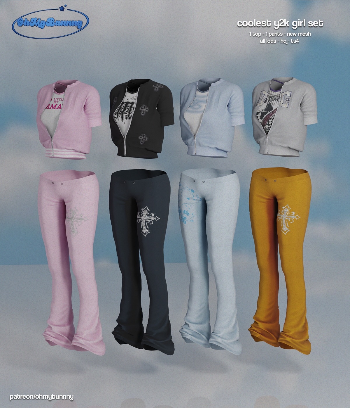 Alpha Coolest Y2K Girl Set by ohmybunnny2 - The Sims 4 Custom Content