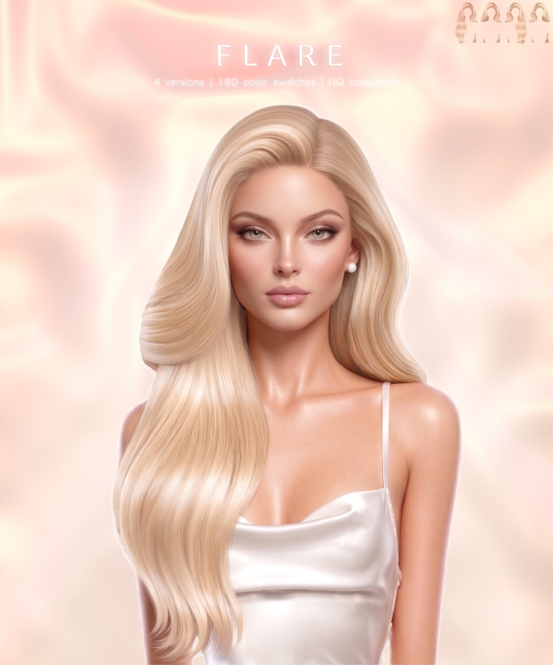 Alpha Flare Hairstyle by greenteahoney - The Sims 4 Custom Content