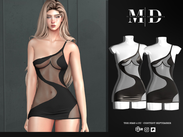 Alpha Jessica semi sheer black mini dress - The Sims 4 Custom Content