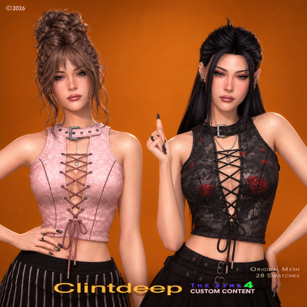 Alpha Clintdeep Ashley Laceup Halterneck by clintdeep - The Sims 4 Custom Content