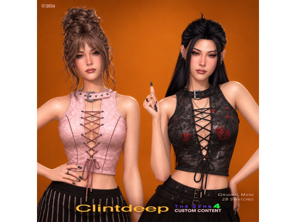 Alpha Clintdeep Ashley Laceup Halterneck - The Sims 4 Custom Content