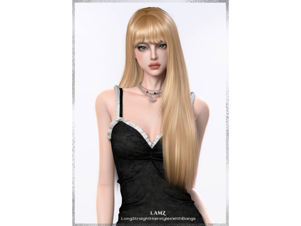 Alpha LAMZ_LongStraightHairstylesWithBangs_001F - The Sims 4 Custom Content