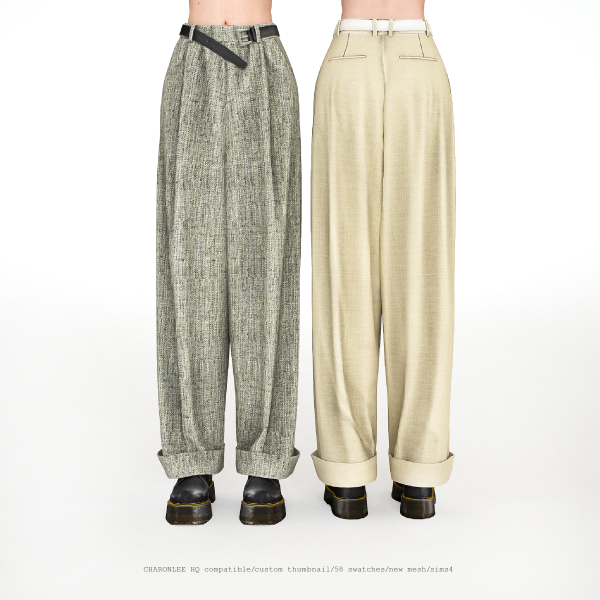 Alpha Belted Wide Leg Trousers by simsfinds - The Sims 4 Custom Content