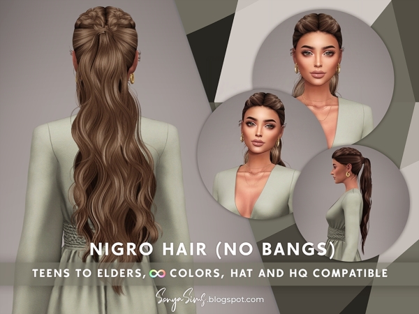 Alpha Nigro Hair (No bangs) - The Sims 4 Custom Content