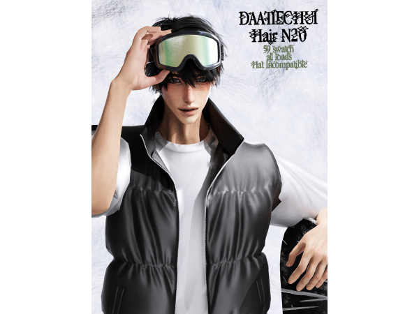 Alpha DAATIECHUI_Hair 20 ver1ver2 - The Sims 4 Custom Content