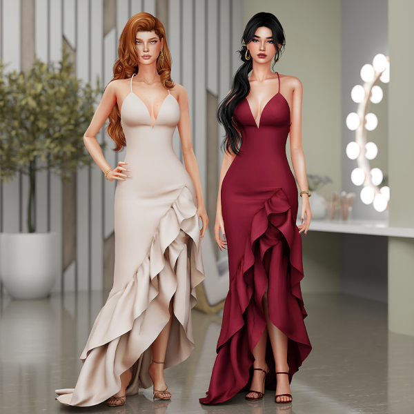 Alpha Satin Muse Dress by modcollective - The Sims 4 Custom Content