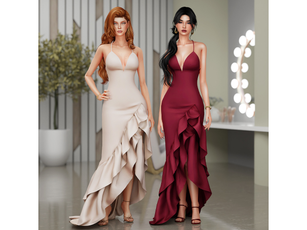 Alpha Satin Muse Dress - The Sims 4 Custom Content